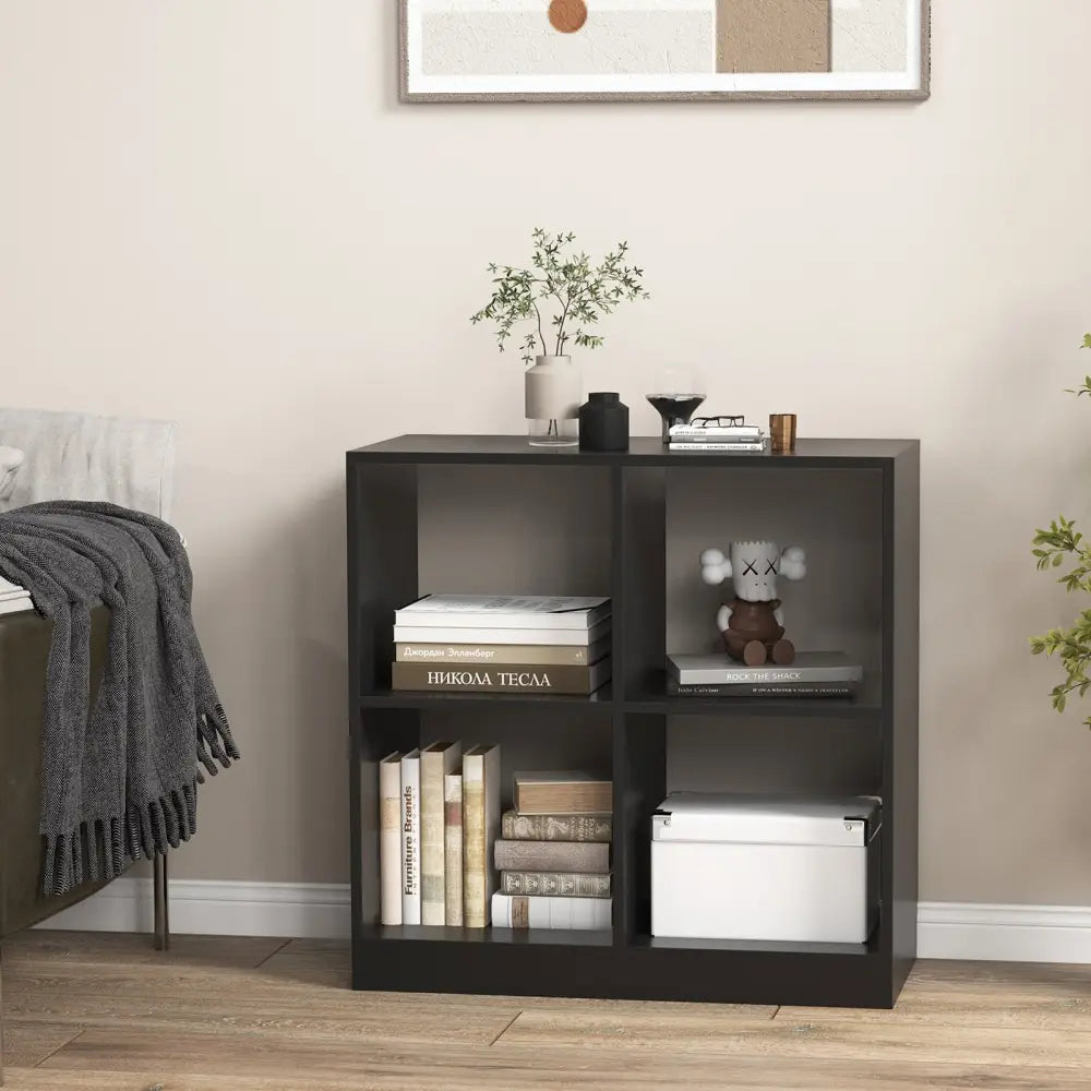 4-Cube Kids Bookcase with Open Shelves-Black - Black - Kids Storage