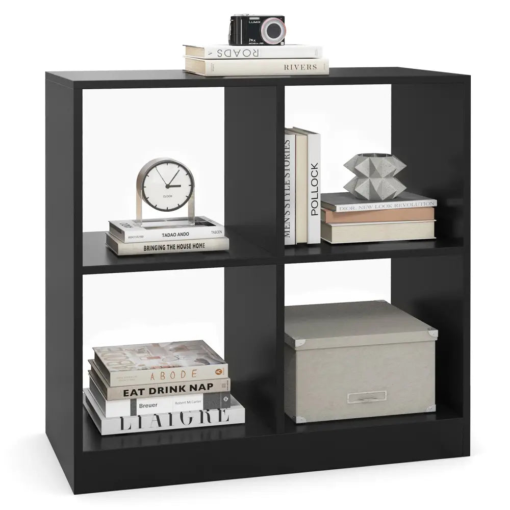 4-Cube Kids Bookcase with Open Shelves-Black - Black - Kids Storage