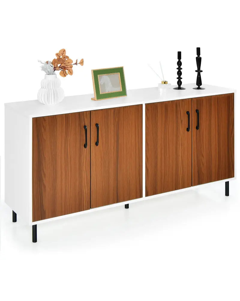 4-Door Kitchen Buffet Sideboard for Dining Room and Kitchen-White - White - Sideboards Cabinets & Buffets