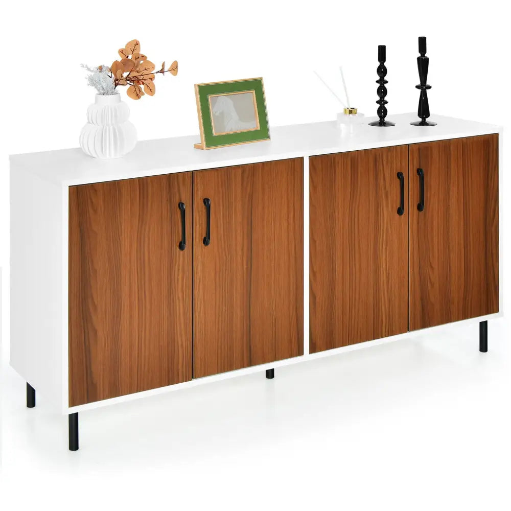 4-Door Kitchen Buffet Sideboard for Dining Room and Kitchen-White - White - Sideboards Cabinets & Buffets