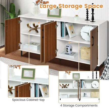 4-Door Kitchen Buffet Sideboard for Dining Room and Kitchen-White Costway
