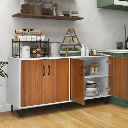 4-Door Kitchen Buffet Sideboard for Dining Room and Kitchen-White Costway