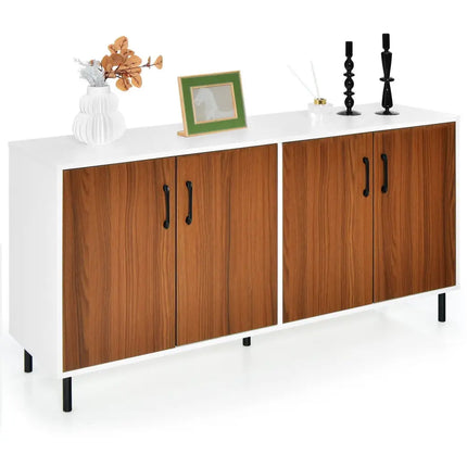 4-Door Kitchen Buffet Sideboard for Dining Room and Kitchen-White Costway
