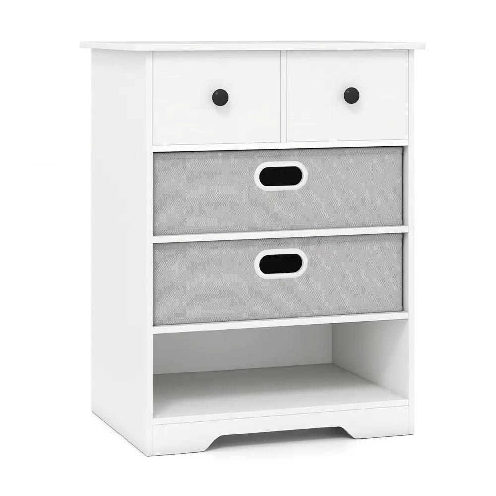4-Drawer Dresser Modern Chest Storage Organizer with Open Shelves-White Costway