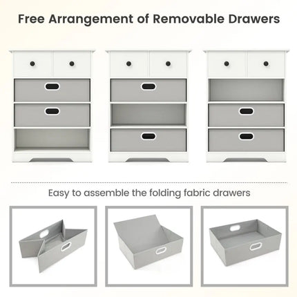4-Drawer Dresser Modern Chest Storage Organizer with Open Shelves-White Costway