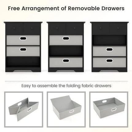 4-Drawer Dresser Modern Chest Storage Organizer with Open Shelves-Black Costway