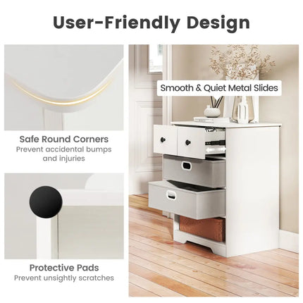 4-Drawer Dresser Modern Chest Storage Organizer with Open Shelves-White Costway