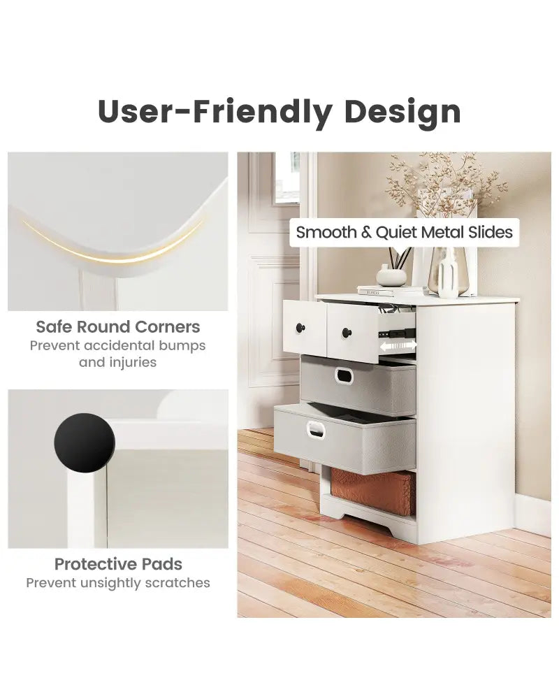 4-Drawer Dresser Modern Chest Storage Organizer with Open Shelves-White - White - Cabinets & Chests