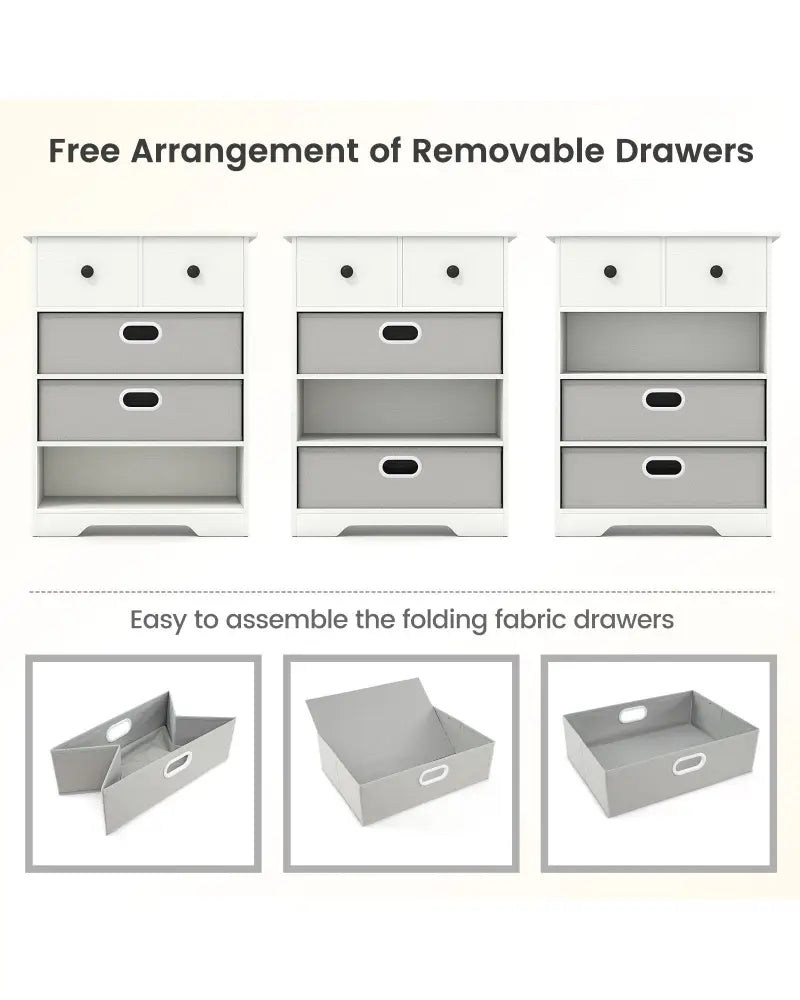 4-Drawer Dresser Modern Chest Storage Organizer with Open Shelves-White - White - Cabinets & Chests