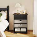 4-Drawer Dresser Modern Chest Storage Organizer with Open Shelves-Black Costway