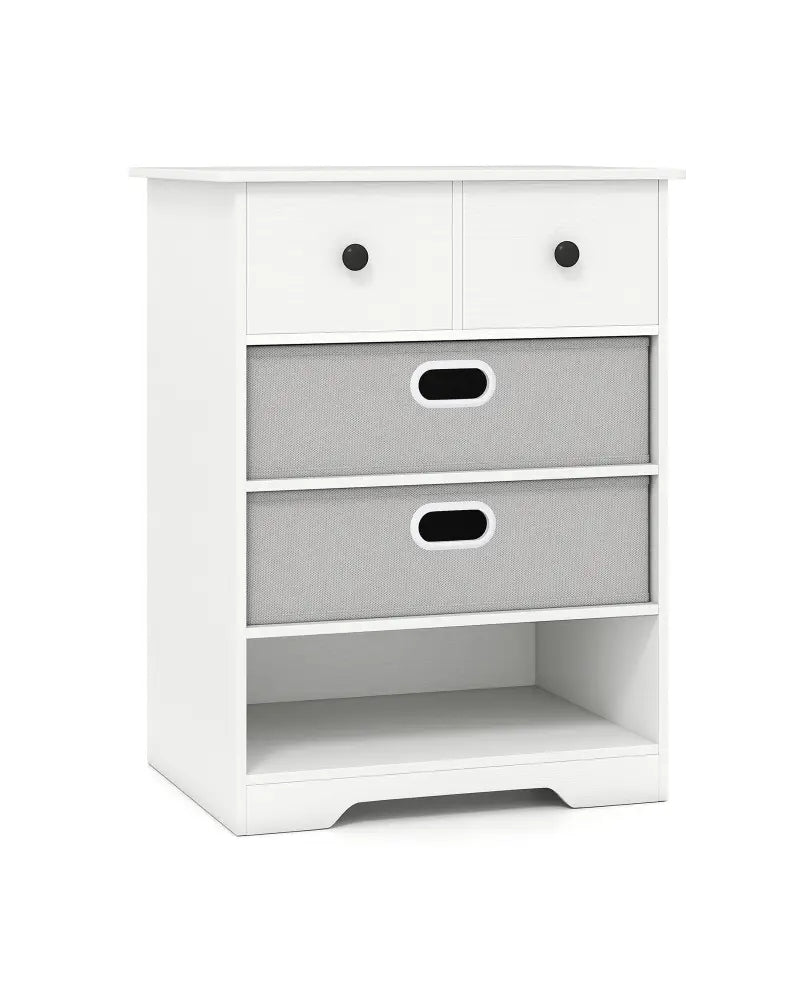 4-Drawer Dresser Modern Chest Storage Organizer with Open Shelves-White - White - Cabinets & Chests