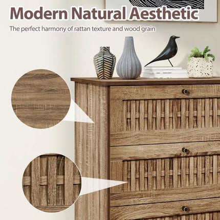 4-Drawer Dresser with Interlocking Mechanism and Metal Legs for Bedroom-Oak Costway