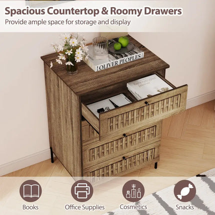 4-Drawer Dresser with Interlocking Mechanism and Metal Legs for Bedroom-Oak Costway