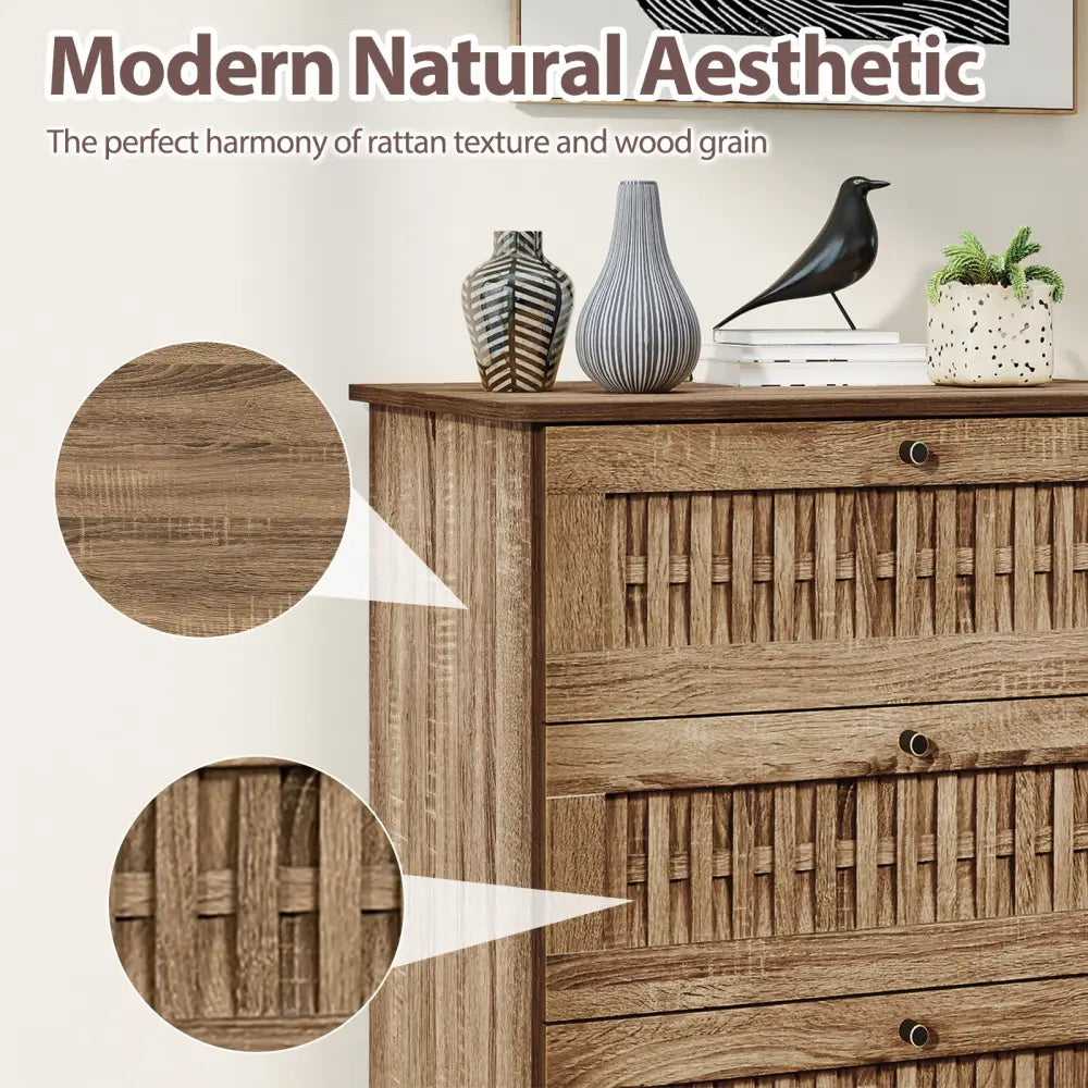 4-Drawer Dresser with Interlocking Mechanism and Metal Legs for Bedroom-Oak - Oak - Dressers & Chests