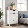 4-Drawer Dresser Wooden Nightstand with Anti-Tipping Kits-White - White - Dressers & Chests