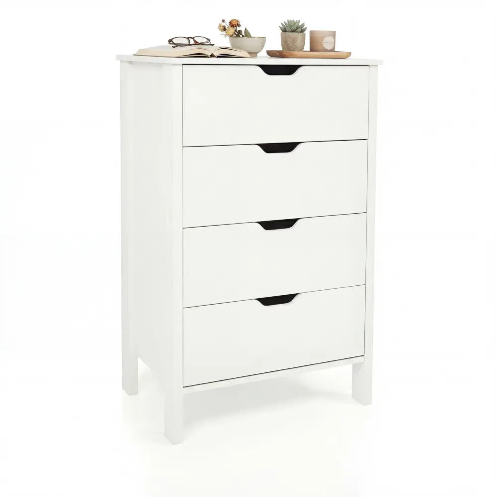4-Drawer Dresser Wooden Nightstand with Anti-Tipping Kits-White - White - Dressers & Chests