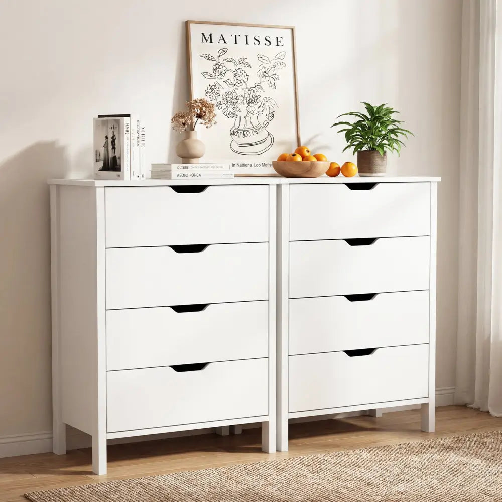 4-Drawer Dresser Wooden Nightstand with Anti-Tipping Kits-White - White - Dressers & Chests