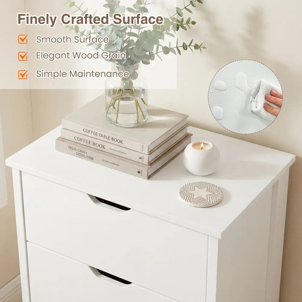 4-Drawer Dresser Wooden Nightstand with Anti-Tipping Kits-White - White - Dressers & Chests