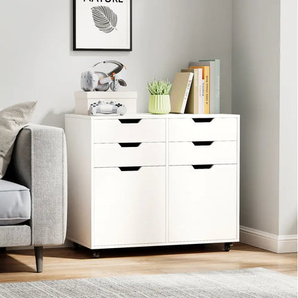 4 Drawer File Cabinet with Wheels for Home Office Organization-White Costway