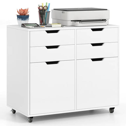 4 Drawer File Cabinet with Wheels for Home Office Organization-White Costway