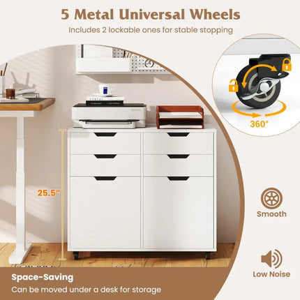 4 Drawer File Cabinet with Wheels for Home Office Organization-White Costway