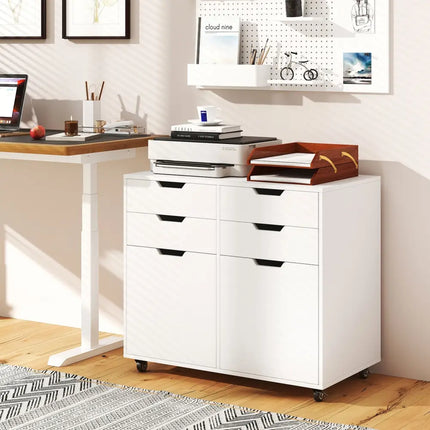 4 Drawer File Cabinet with Wheels for Home Office Organization-White Costway