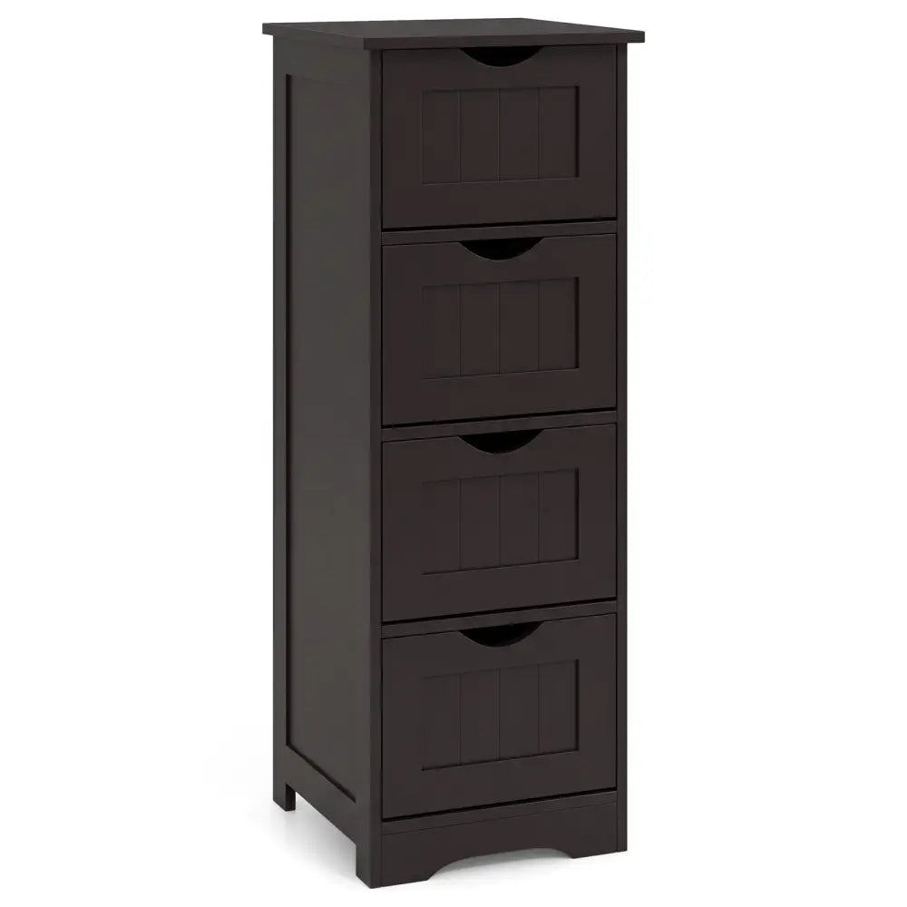 4-Drawer Freestanding Floor Cabinet with Anti-Toppling Device-Dark Brown - Dark Brown - Floor Cabinets