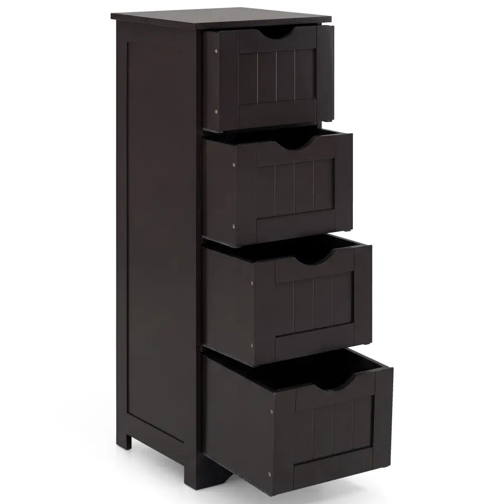 4-Drawer Freestanding Floor Cabinet with Anti-Toppling Device-Dark Brown - Dark Brown - Floor Cabinets