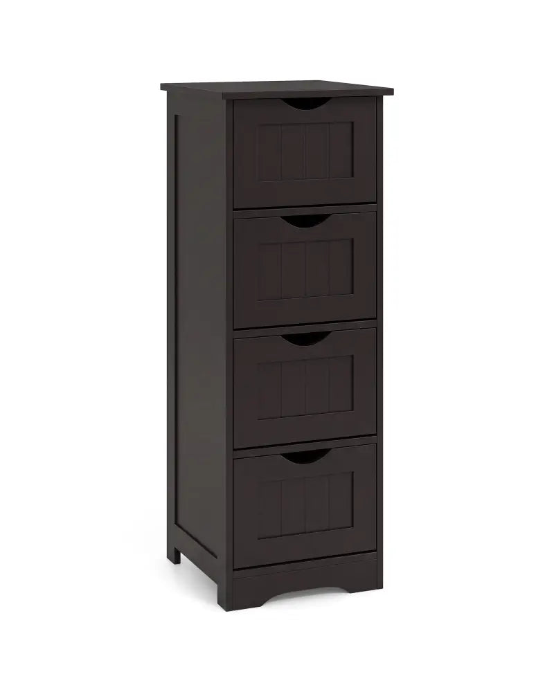 4-Drawer Freestanding Floor Cabinet with Anti-Toppling Device-Dark Brown - Dark Brown - Floor Cabinets