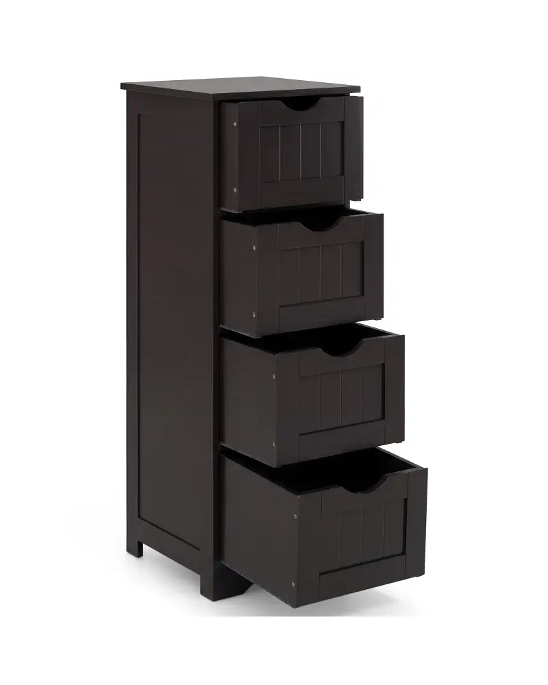 4-Drawer Freestanding Floor Cabinet with Anti-Toppling Device-Dark Brown - Dark Brown - Floor Cabinets