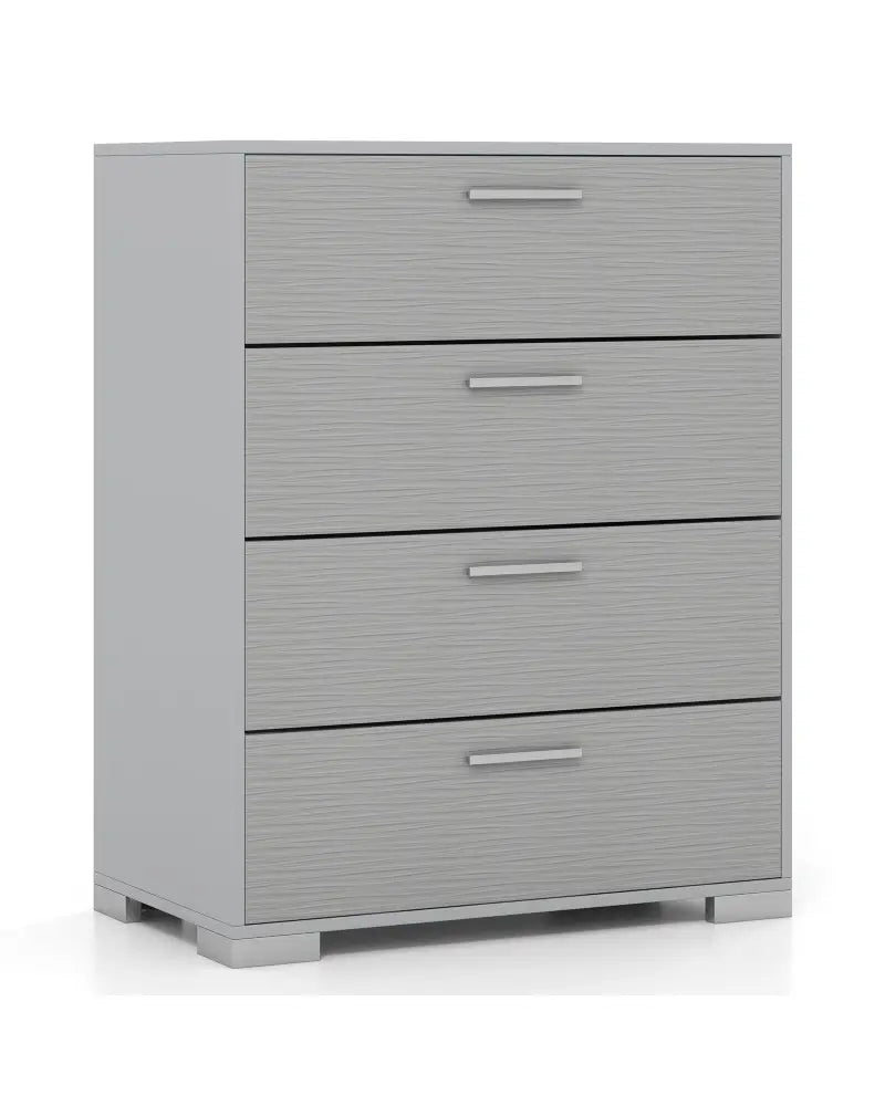 4 Drawer Storage Cabinet with Metal Legs Handles with Anti-Toppling Devices-Gray - Gray - Cabinets & Chests