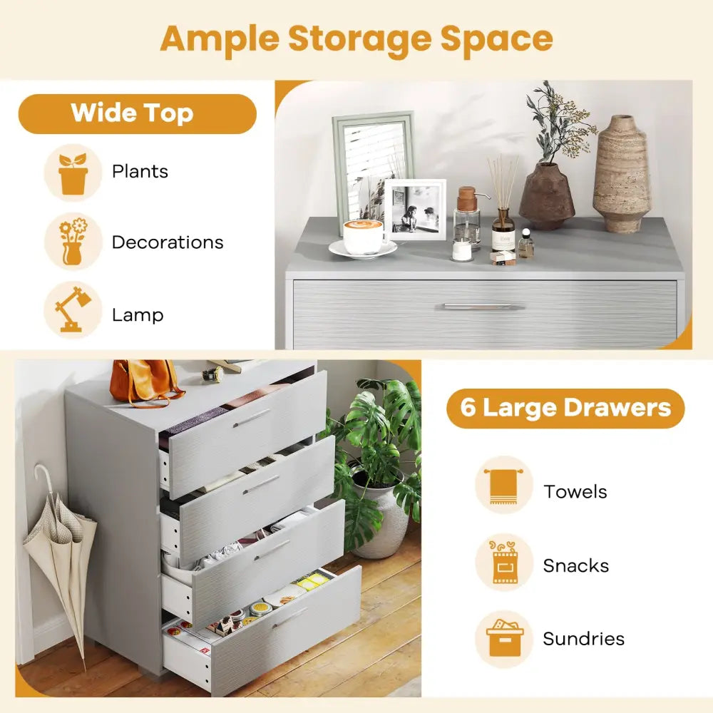 4 Drawer Storage Cabinet with Metal Legs Handles with Anti-Toppling Devices-Gray - Gray - Cabinets & Chests