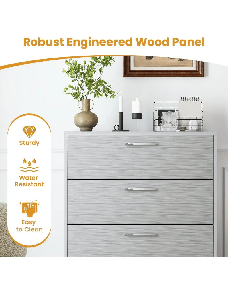 4 Drawer Storage Cabinet with Metal Legs Handles with Anti-Toppling Devices-Gray - Gray - Cabinets & Chests