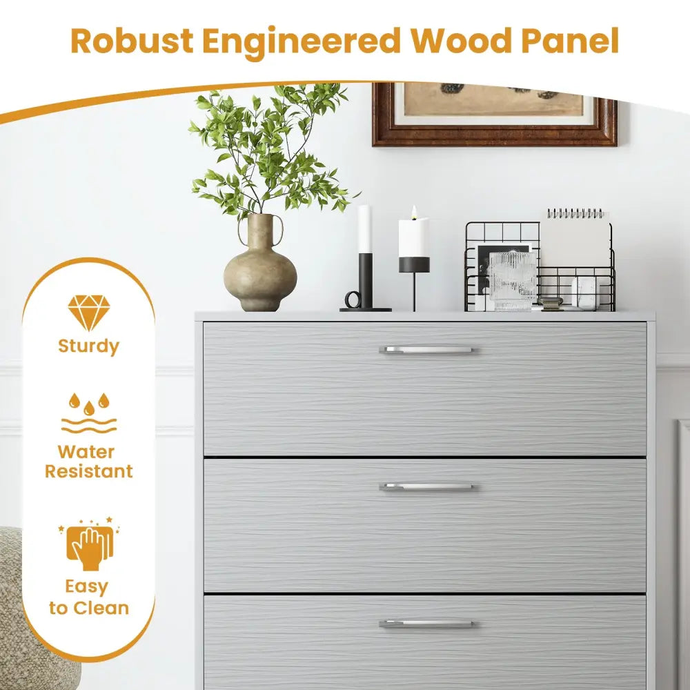 4 Drawer Storage Cabinet with Metal Legs Handles with Anti-Toppling Devices-Gray - Gray - Cabinets & Chests