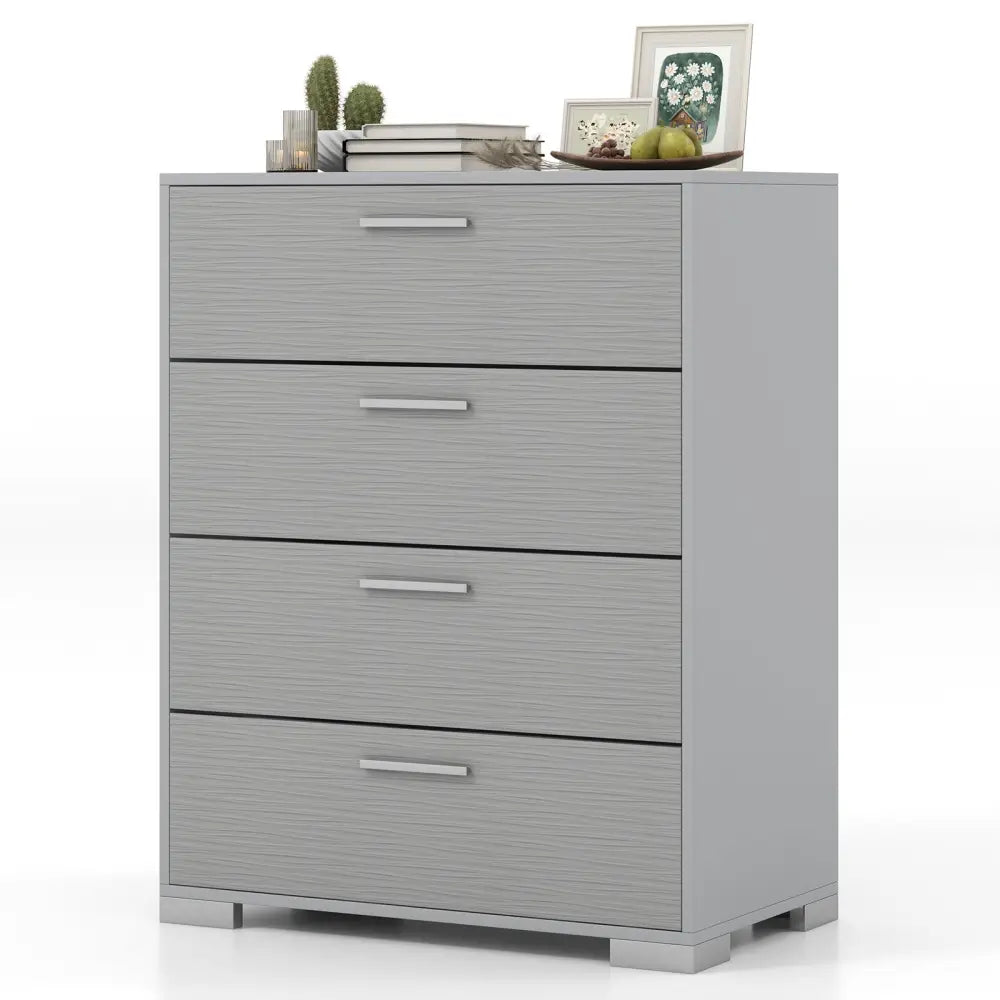4 Drawer Storage Cabinet with Metal Legs Handles with Anti-Toppling Devices-Gray - Gray - Cabinets & Chests