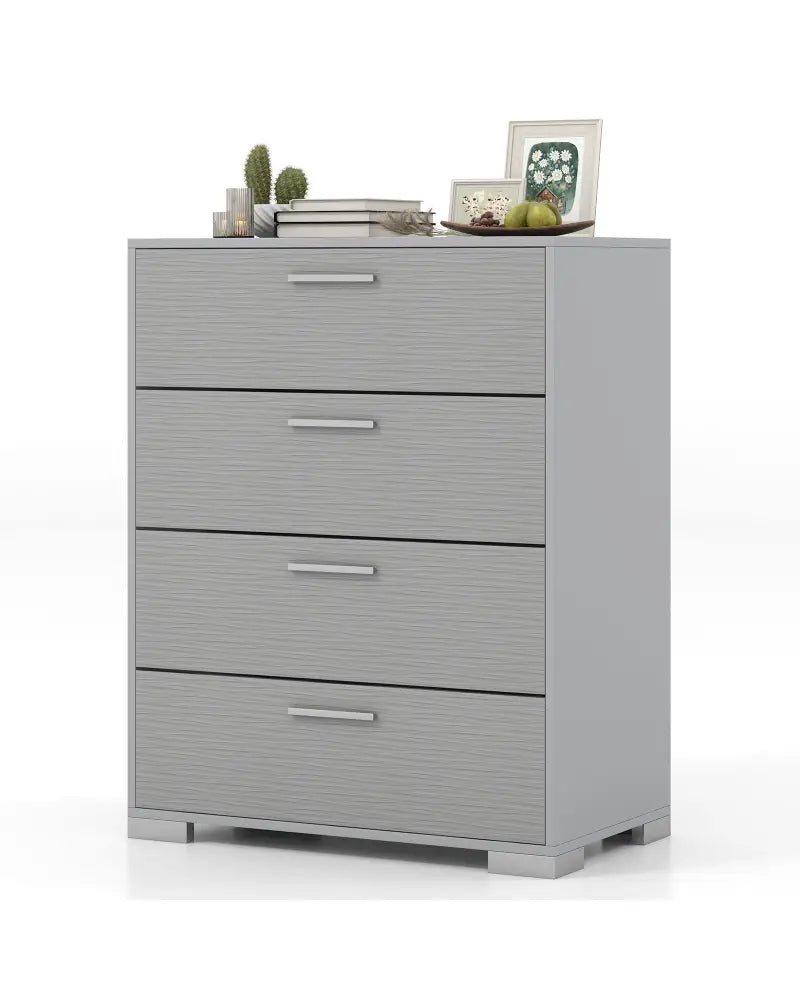 4 Drawer Storage Cabinet with Metal Legs Handles with Anti-Toppling Devices-Gray - Gray - Cabinets & Chests