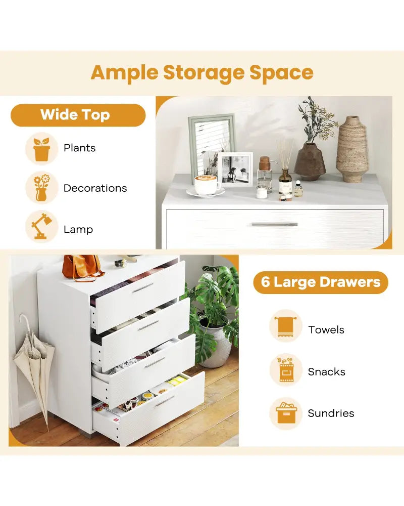 4 Drawer Storage Cabinet with Metal Legs Handles with Anti-Toppling Devices-White - White - Cabinets & Chests