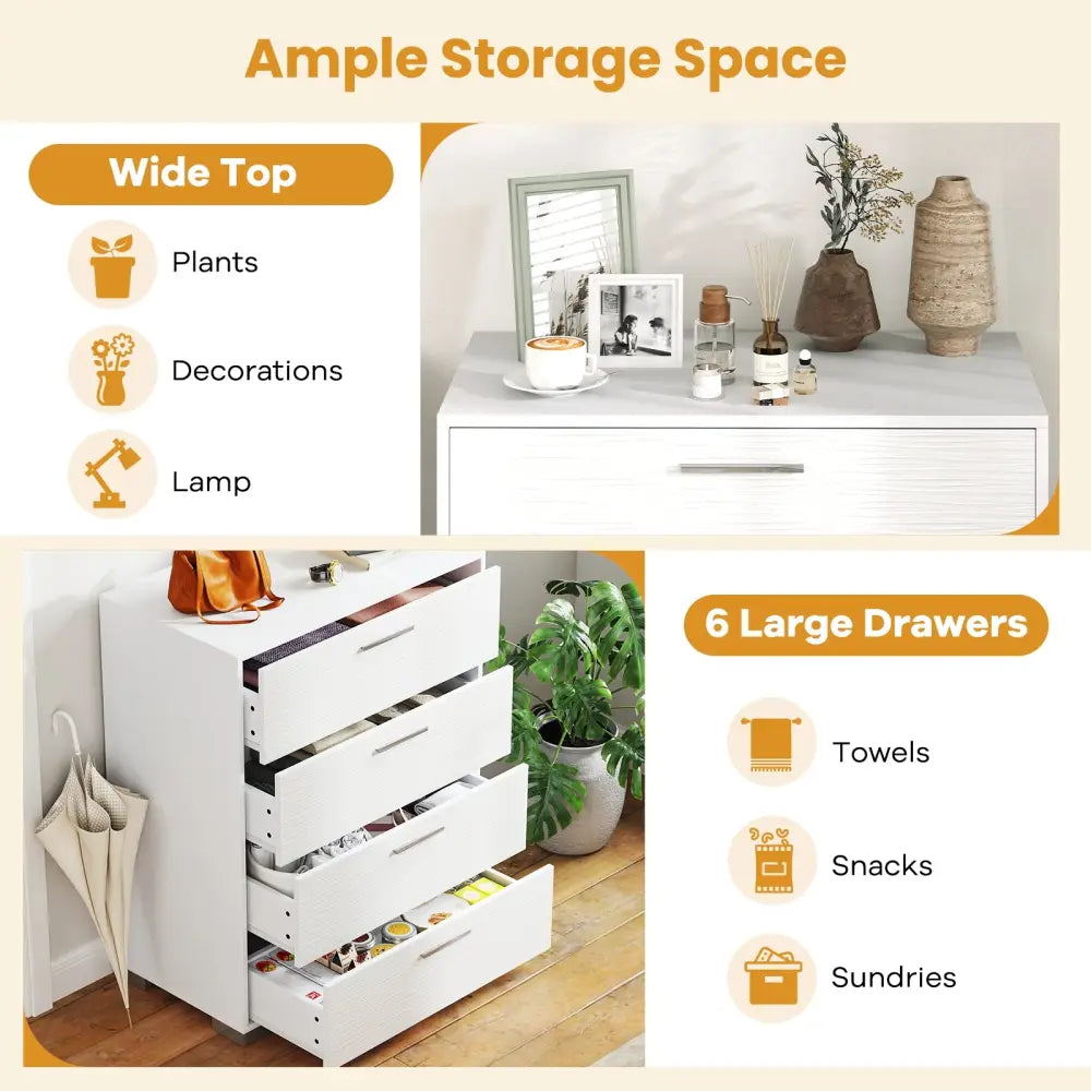4 Drawer Storage Cabinet with Metal Legs Handles with Anti-Toppling Devices-White - White - Cabinets & Chests