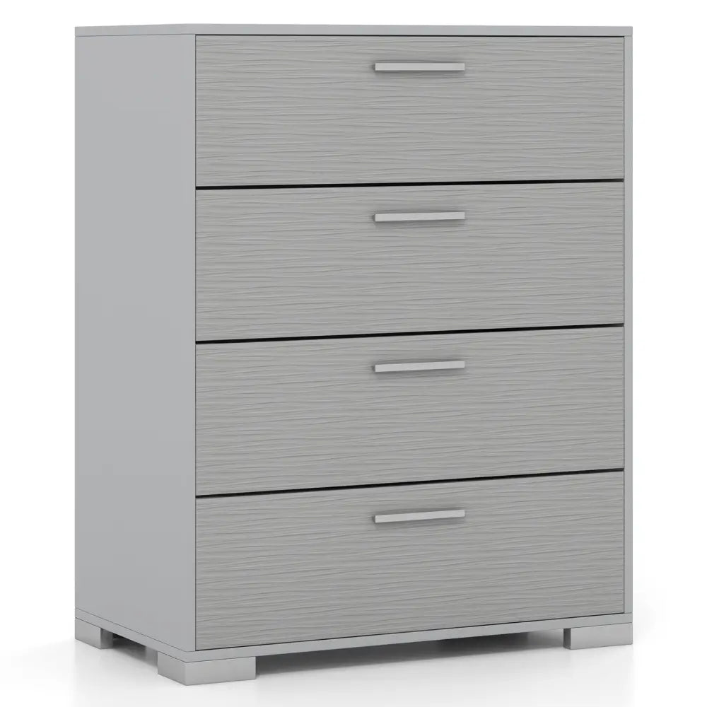4 Drawer Storage Cabinet with Metal Legs Handles with Anti-Toppling Devices-Gray - Gray - Cabinets & Chests