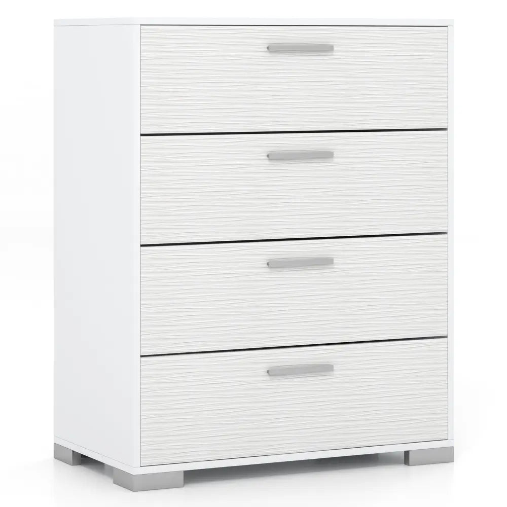 4 Drawer Storage Cabinet with Metal Legs Handles with Anti-Toppling Devices-White - White - Cabinets & Chests