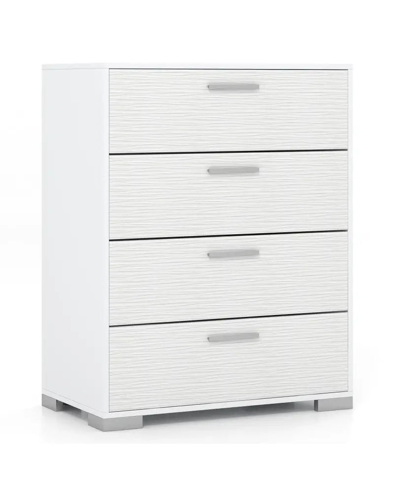 4 Drawer Storage Cabinet with Metal Legs Handles with Anti-Toppling Devices-White - White - Cabinets & Chests