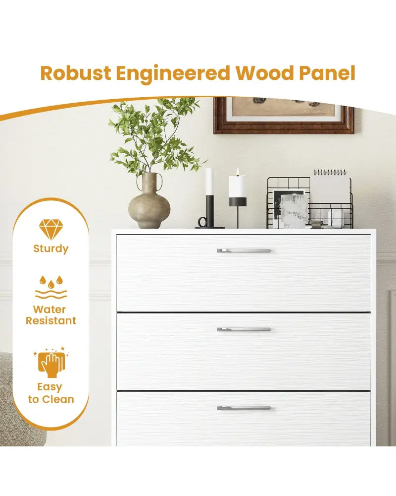 4 Drawer Storage Cabinet with Metal Legs Handles with Anti-Toppling Devices-White - White - Cabinets & Chests
