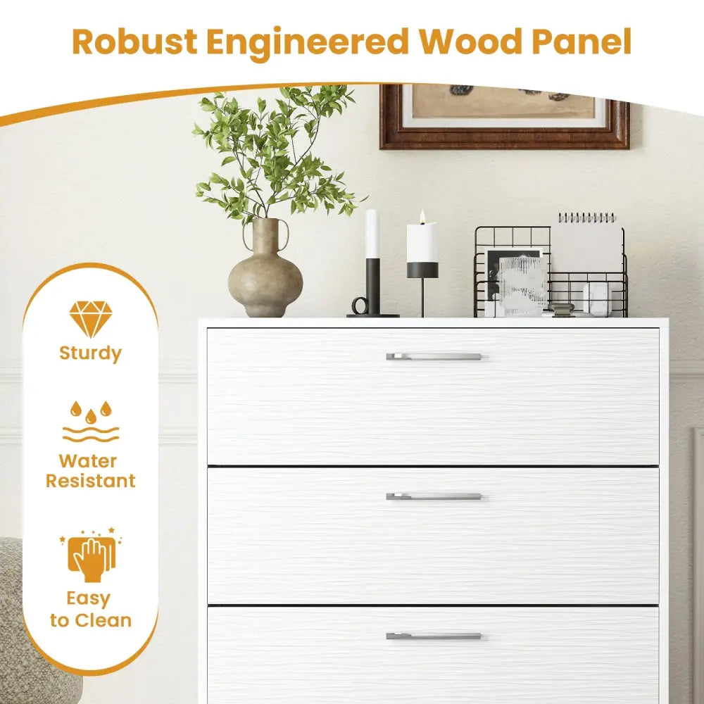 4 Drawer Storage Cabinet with Metal Legs Handles with Anti-Toppling Devices-White - White - Cabinets & Chests