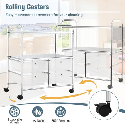 4 Drawers Shelves Rolling Storage Cart Rack-Clear Costway