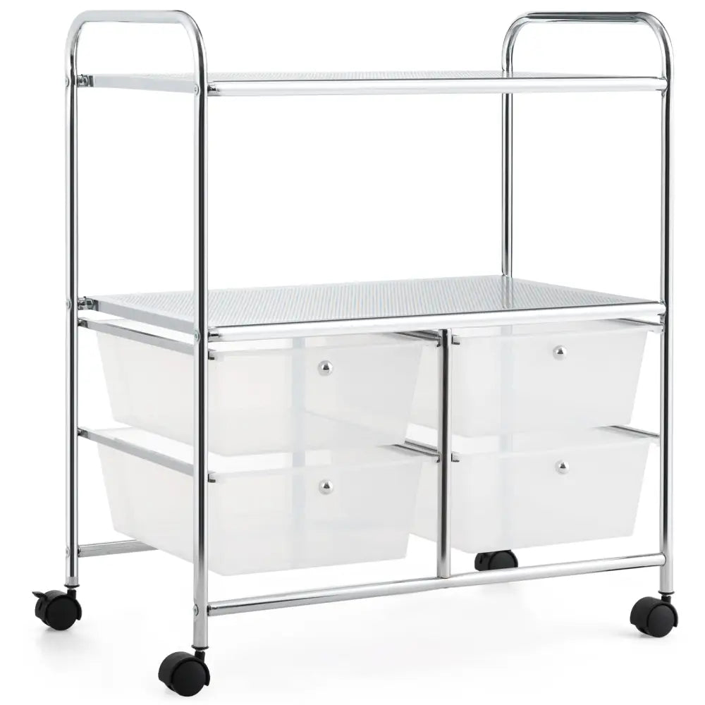 4 Drawers Shelves Rolling Storage Cart Rack-Clear - Transparent - File Cabinets