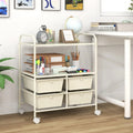 4 Drawers Shelves Rolling Storage Cart Rack-White - White - File Cabinets