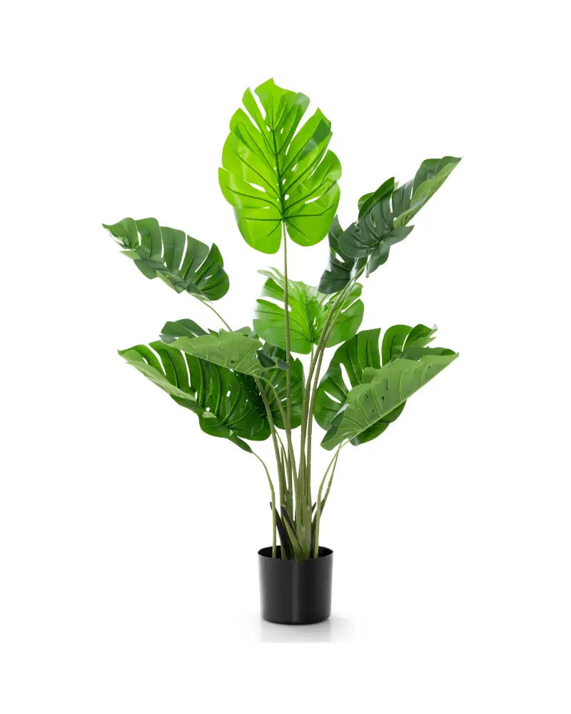 4 Feet Artificial Monstera Deliciosa Tree with 10 Leaves of Different Sizes - Green - Faux Plants