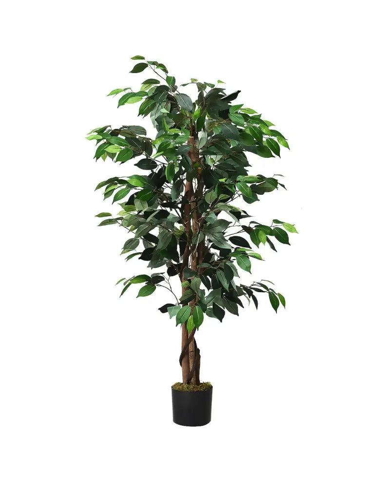 4 Feet Outdoor Trunks Artificial Ficus Silk Tree - Green - Faux Plants