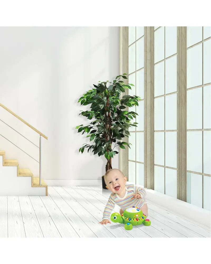 4 Feet Outdoor Trunks Artificial Ficus Silk Tree - Green - Faux Plants
