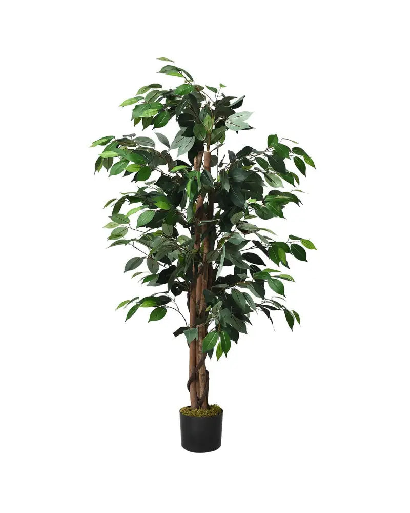 4 Feet Outdoor Trunks Artificial Ficus Silk Tree - Green - Faux Plants